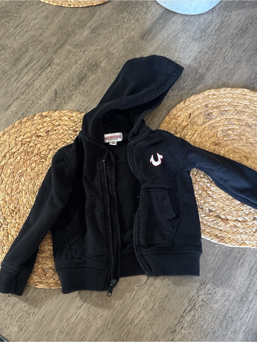 True Religion Kids Black Zip Hoodie with White Logo Accent